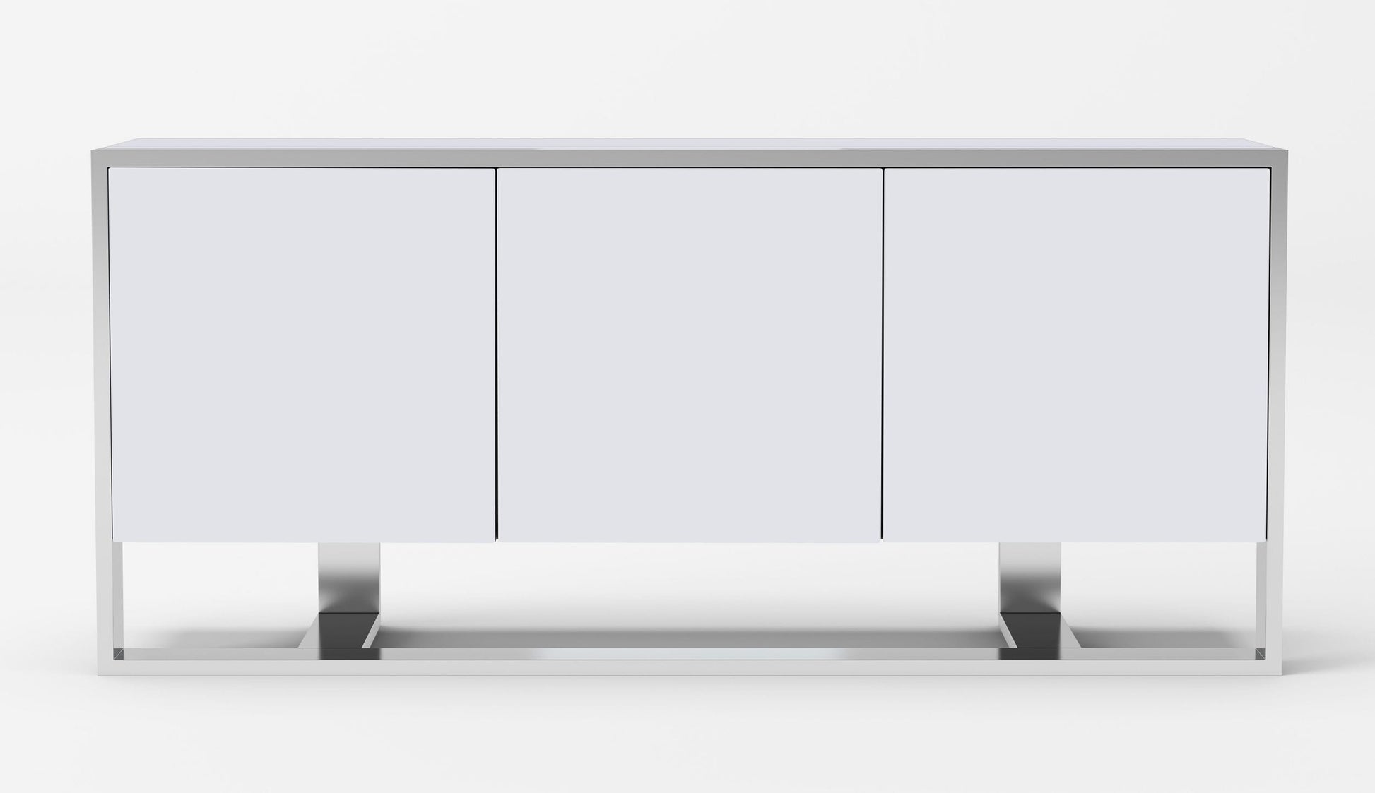 Modrest Fauna - Modern White High Gloss & Stainless Steel Buffet-2