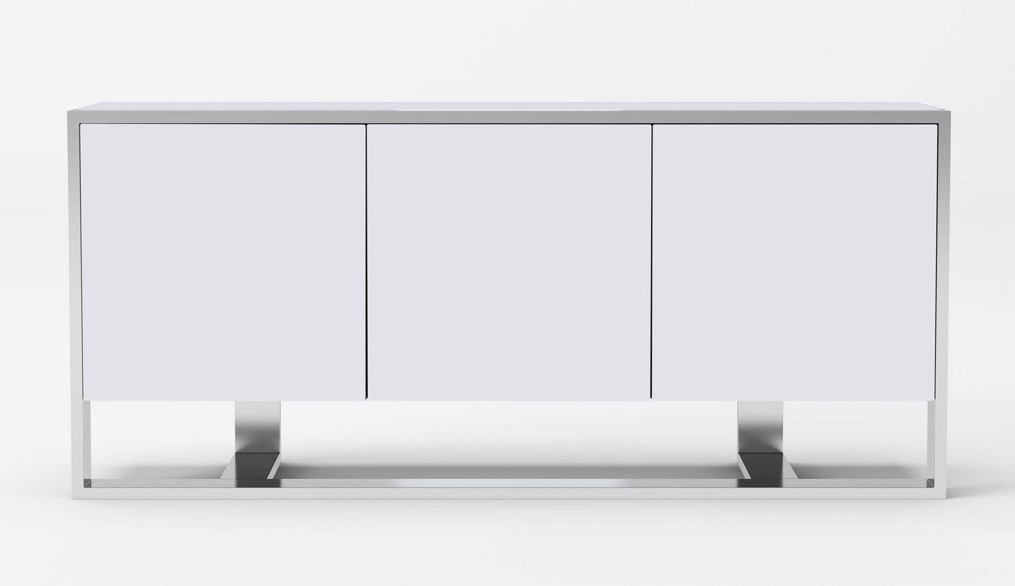 Modrest Fauna - Modern White High Gloss & Stainless Steel Buffet-5