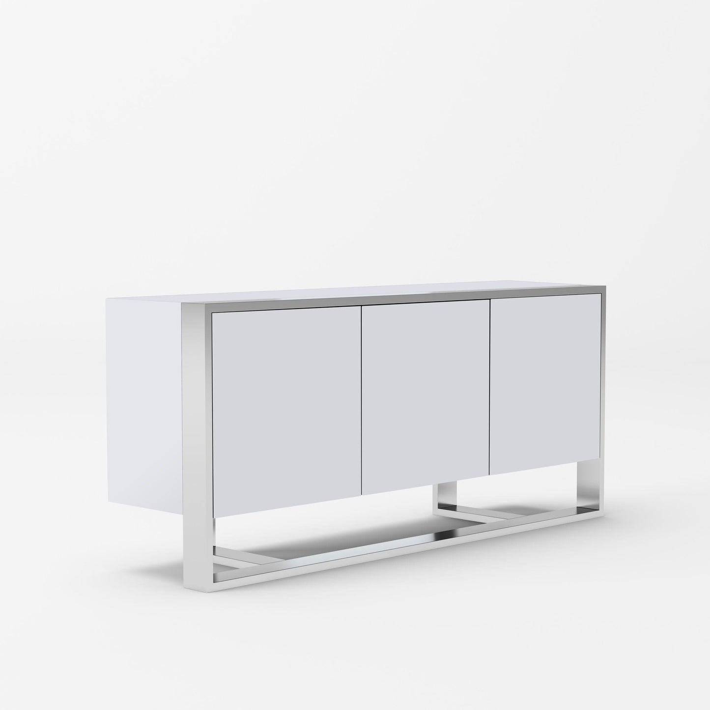 Modrest Fauna - Modern White High Gloss & Stainless Steel Buffet-3