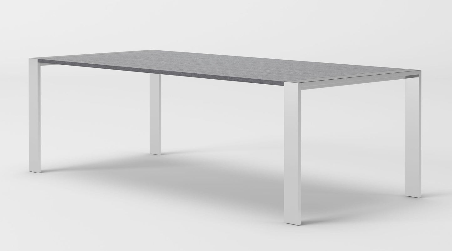 Modrest Fauna - Modern Elm Grey & Stainless Steel Chrome Dining Table-4