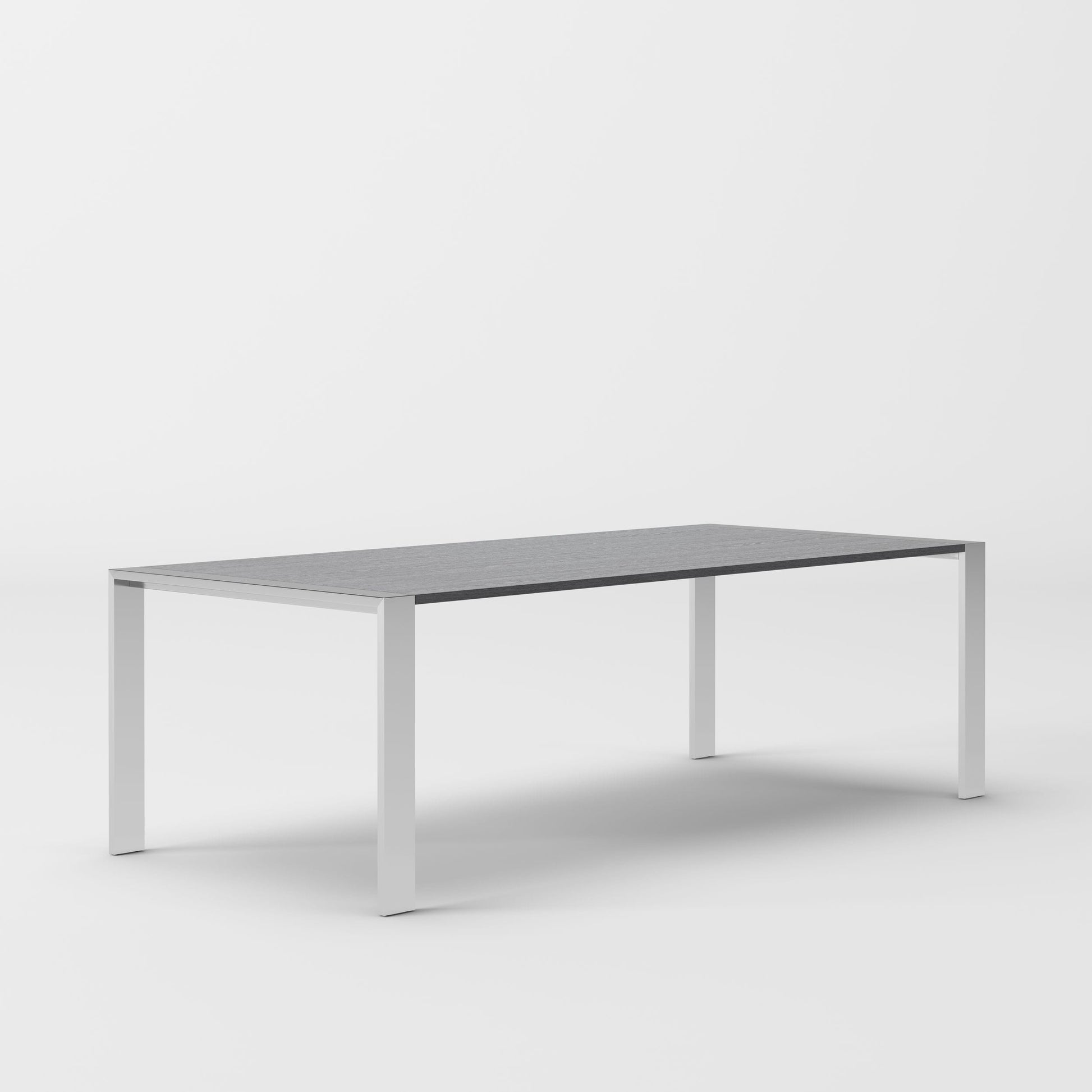Modrest Fauna - Modern Elm Grey & Stainless Steel Chrome Dining Table-2