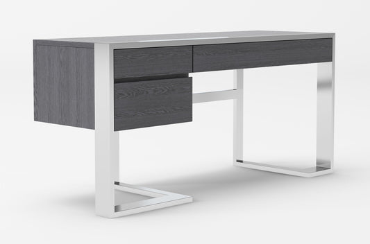 Modrest Fauna - Modern Elm Grey & Stainless Steel Desk | Modishstore | Desks