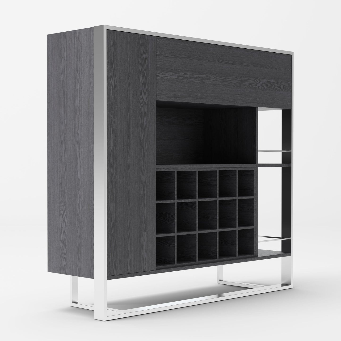 Modrest Fauna - Elm Grey & Stainless Steel Wine Cabinet | Modishstore | Cabinets