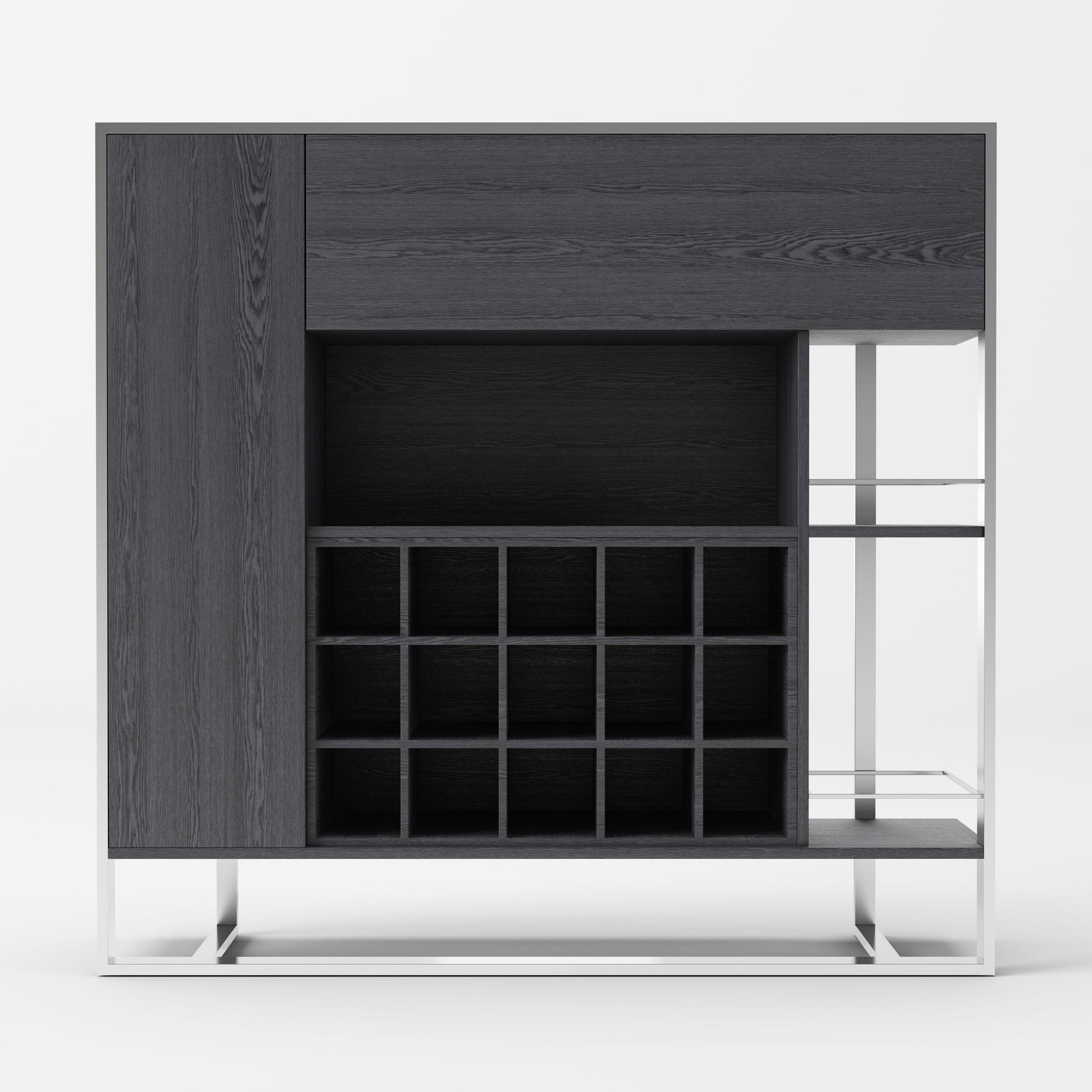 Modrest Fauna - Elm Grey & Stainless Steel Wine Cabinet-3