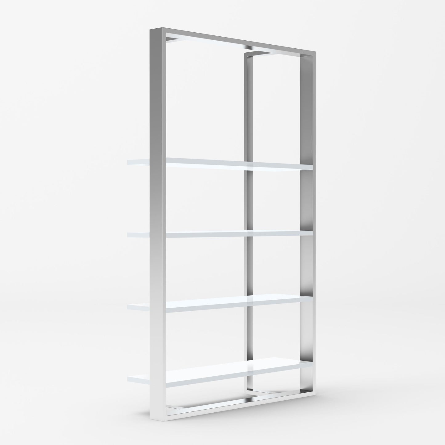 Modrest Fauna - Modern White High Gloss & Stainless Steel Bookshelf-2