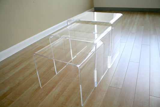 Baxton Studio Acrylic Nesting Table 3-Pc Table Set Display Stands | Modishstore | Nesting Tables
