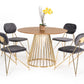 Vig Furniture Modrest Holly Modern Ash & Gold Round Dining Table | Modishstore | Dining Tables