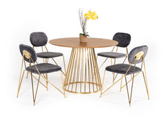 Vig Furniture Modrest Holly Modern Ash & Gold Round Dining Table
