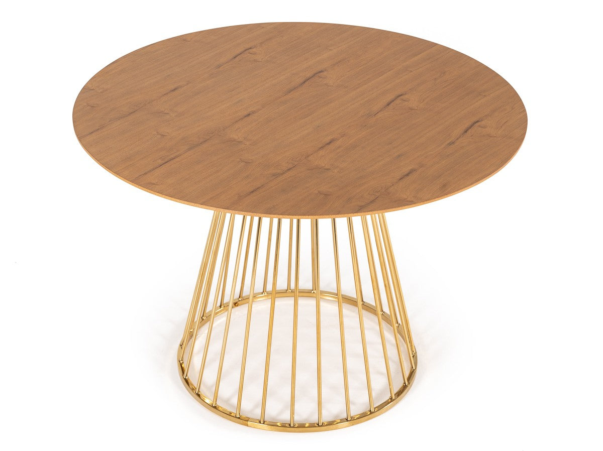 Vig Furniture Modrest Holly Modern Ash & Gold Round Dining Table | Modishstore | Dining Tables-4