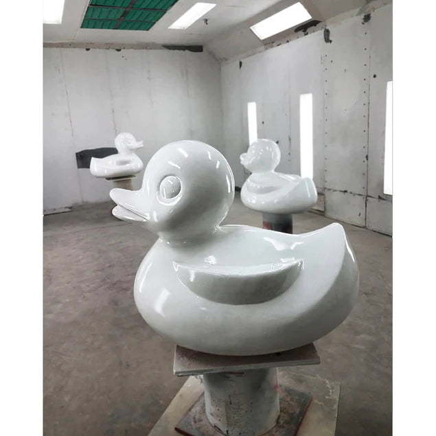 Fiberglass UV  Duck Outdoor Sculpture, White By Gold Leaf Design Group | Animals & Pets | Modishstore - 4
