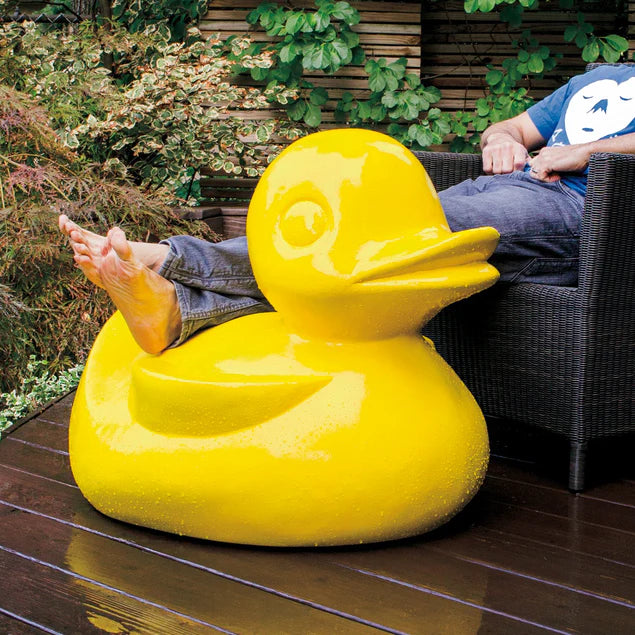 Fiberglass UV  Duck Outdoor Sculpture, Yellow By Gold Leaf Design Group | Animals & Pets | Modishstore - 2
