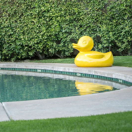 Fiberglass UV  Duck Outdoor Sculpture, Yellow By Gold Leaf Design Group | Animals & Pets | Modishstore