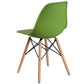 Elon Series Green Plastic Chair With Wooden Legs By Flash Furniture | Side Chairs | Modishstore - 3