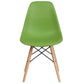 Elon Series Green Plastic Chair With Wooden Legs By Flash Furniture | Side Chairs | Modishstore - 4