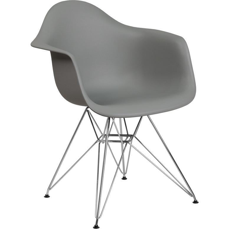 Alonza Series Moss Gray Plastic Chair With Chrome Base By Flash Furniture | Side Chairs | Modishstore - 1