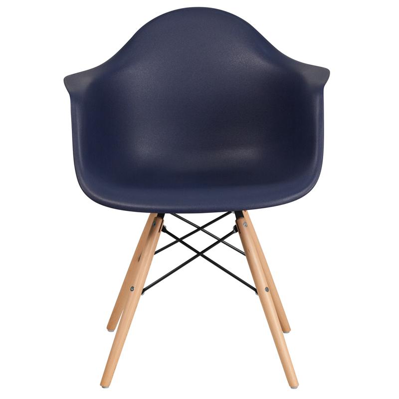 Alonza Series Navy Plastic Chair With Wooden Legs By Flash Furniture | Side Chairs | Modishstore - 4
