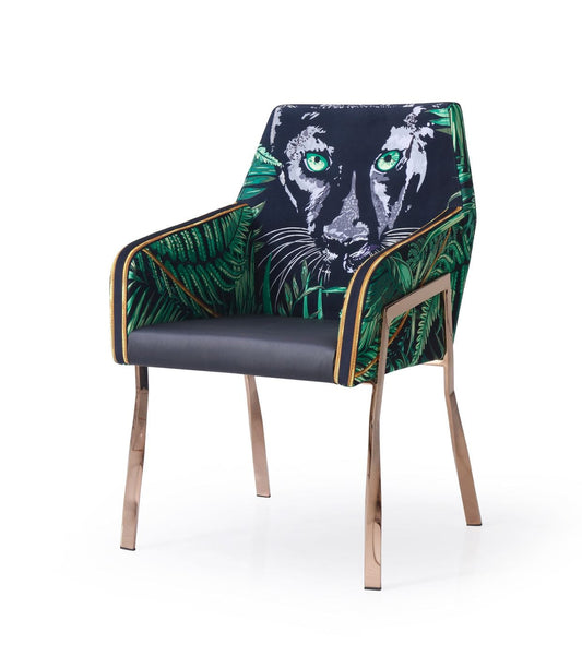 Modrest Fierce - Black & Rosgold Panther Dining Chair | Modishstore | Dining Chairs