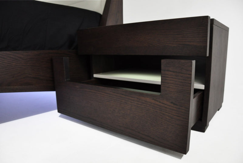 Vig Furniture Ceres Modern Brown Oak and Grey Nightstand | Modishstore | Nightstands