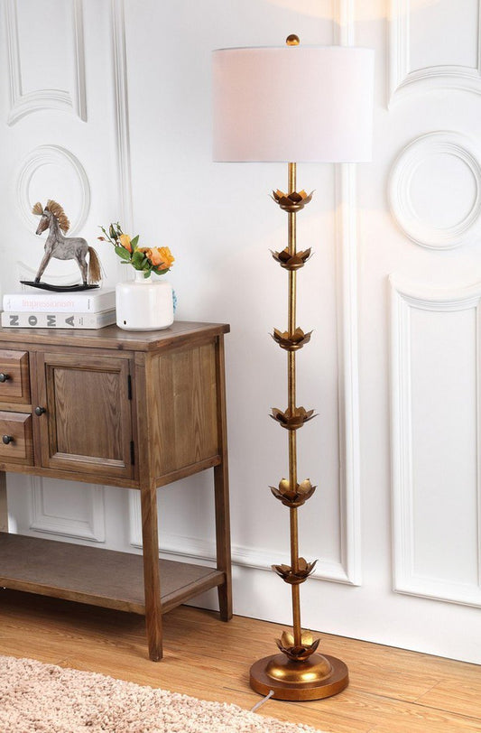 Safavieh Landen Leaf 63.5-Inch H Floor Lamp - Antique Gold | Floor Lamps | Modishstore