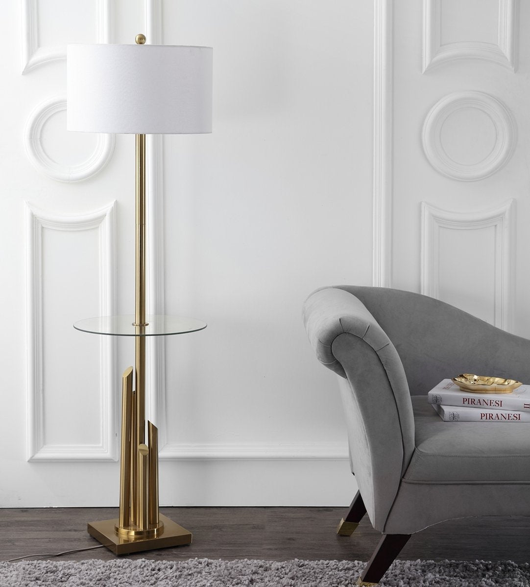 Safavieh Ambrosio 61-Inch H Floor Lamp Side Table - Brass | Floor Lamps | Modishstore - 2