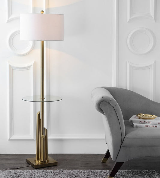 Safavieh Ambrosio 61-Inch H Floor Lamp Side Table - Brass | Floor Lamps | Modishstore