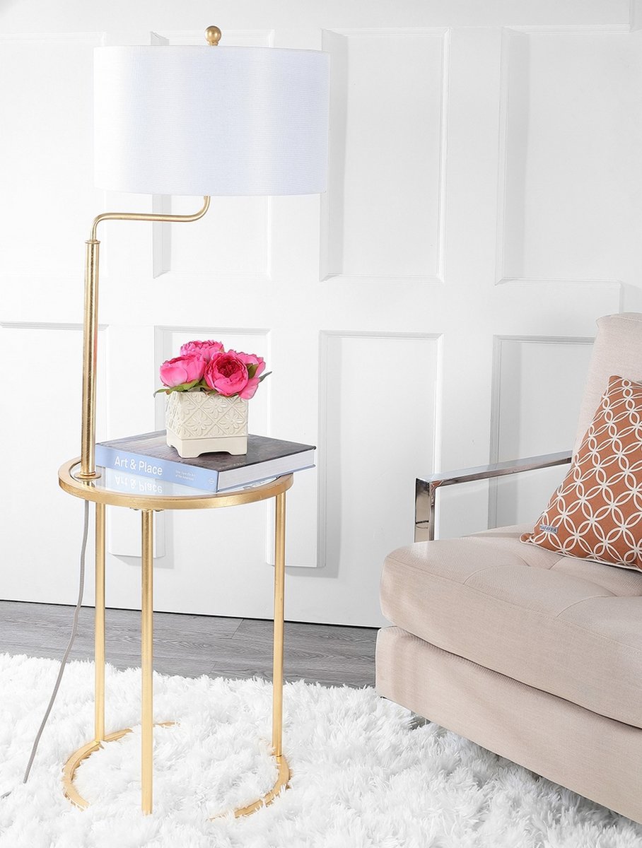 Safavieh Crispin Floor Lamp Side Table - Gold Leaf | Floor Lamps | Modishstore