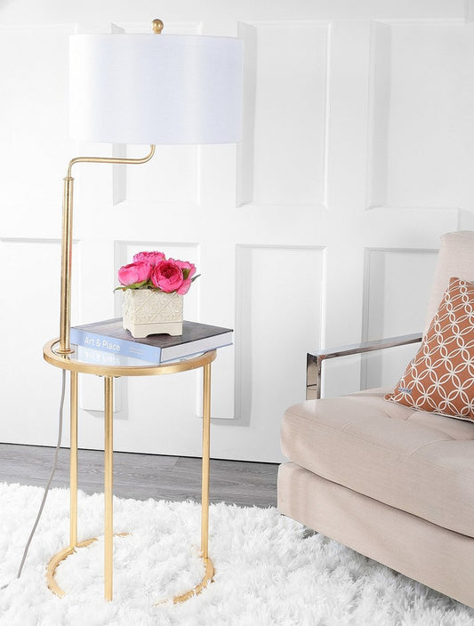 Safavieh Crispin Floor Lamp Side Table - Gold Leaf | Floor Lamps | Modishstore