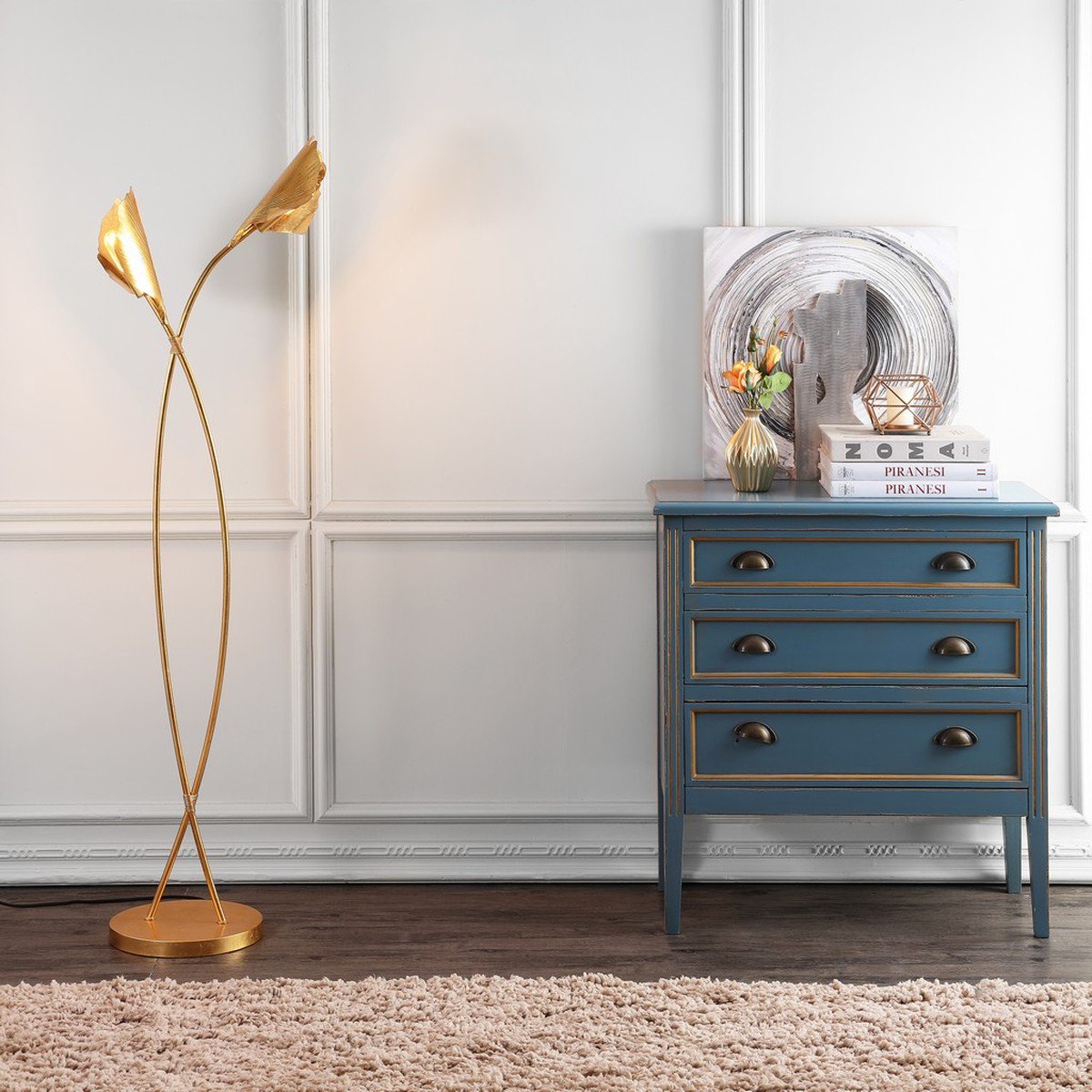Safavieh Merrigan Ginkgo Leaf Floor Lamp - Gold Leaf | Floor Lamps | Modishstore