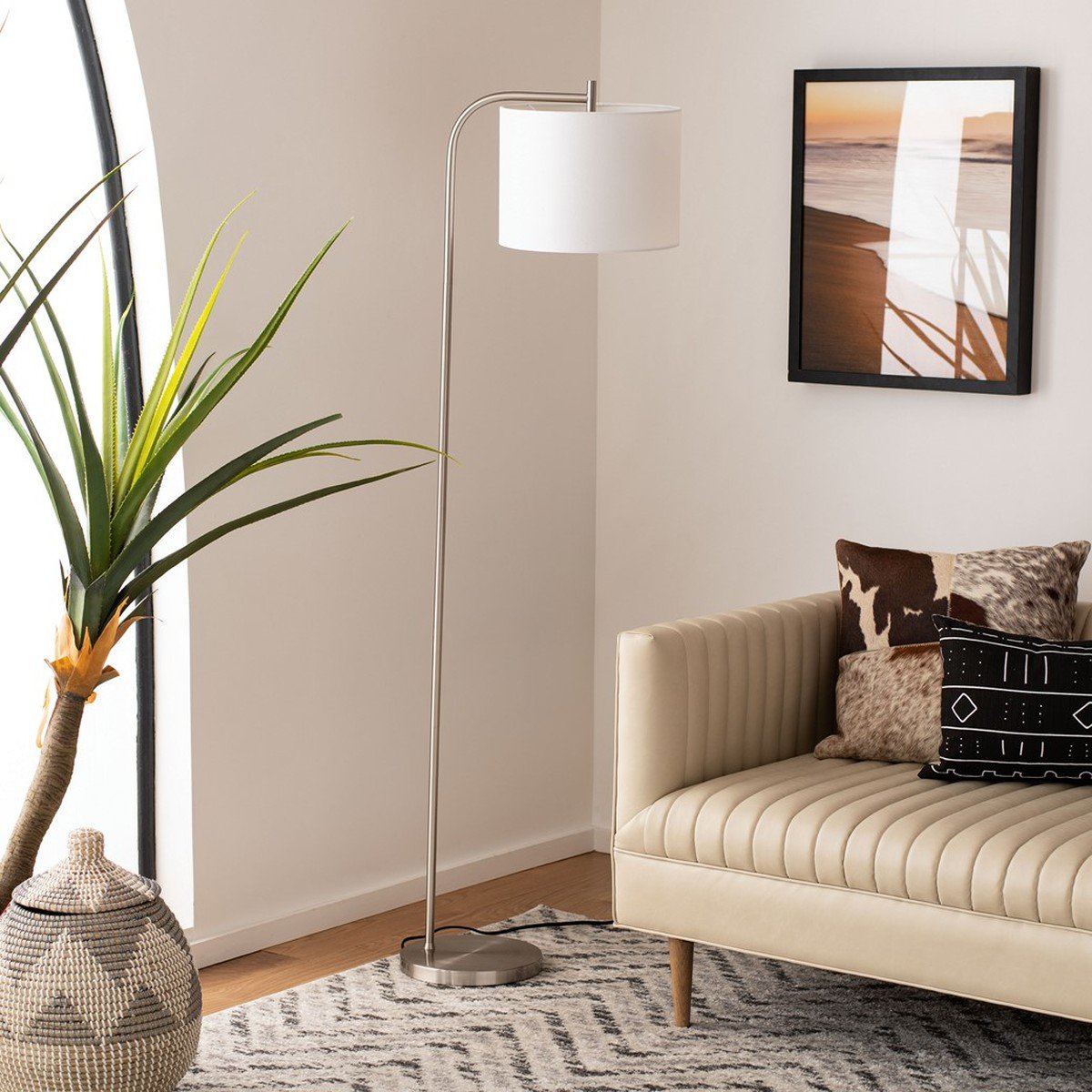 Safavieh Rafin Floor Lamp - Nickel | Floor Lamps | Modishstore