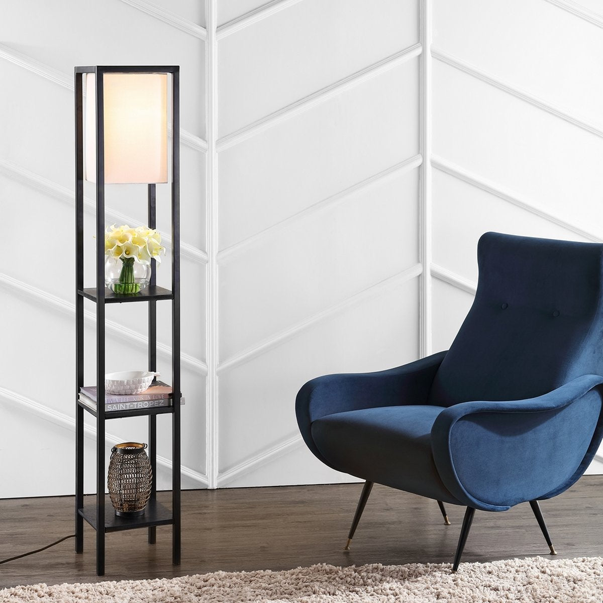 Safavieh Rista Shelf Floor Lamp - Black | Floor Lamps | Modishstore