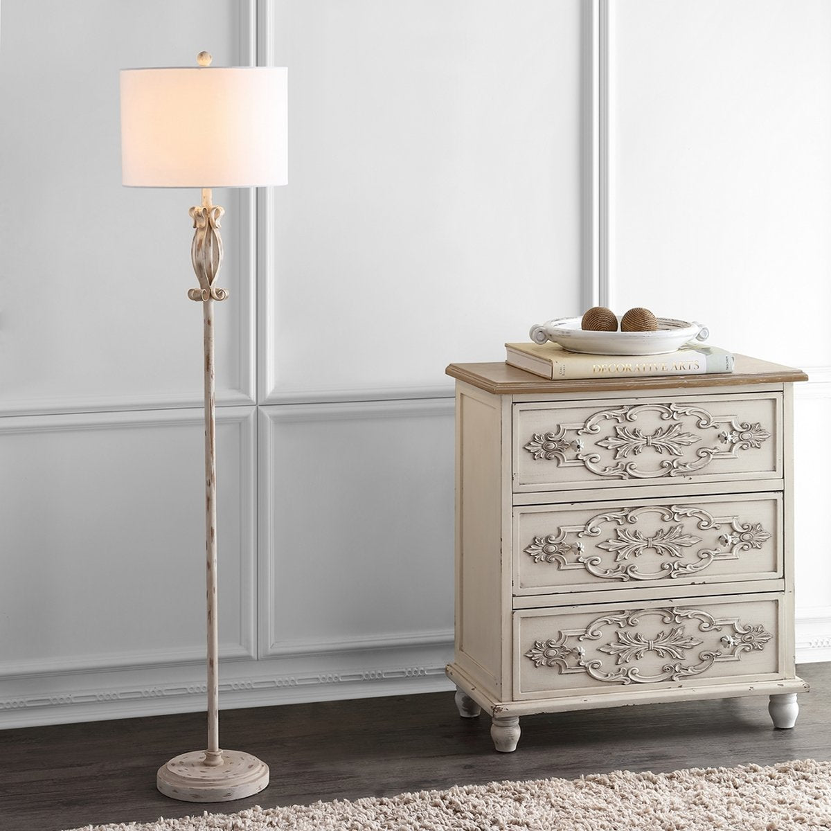 Safavieh Philippa Floor Lamp - White Washed | Floor Lamps | Modishstore