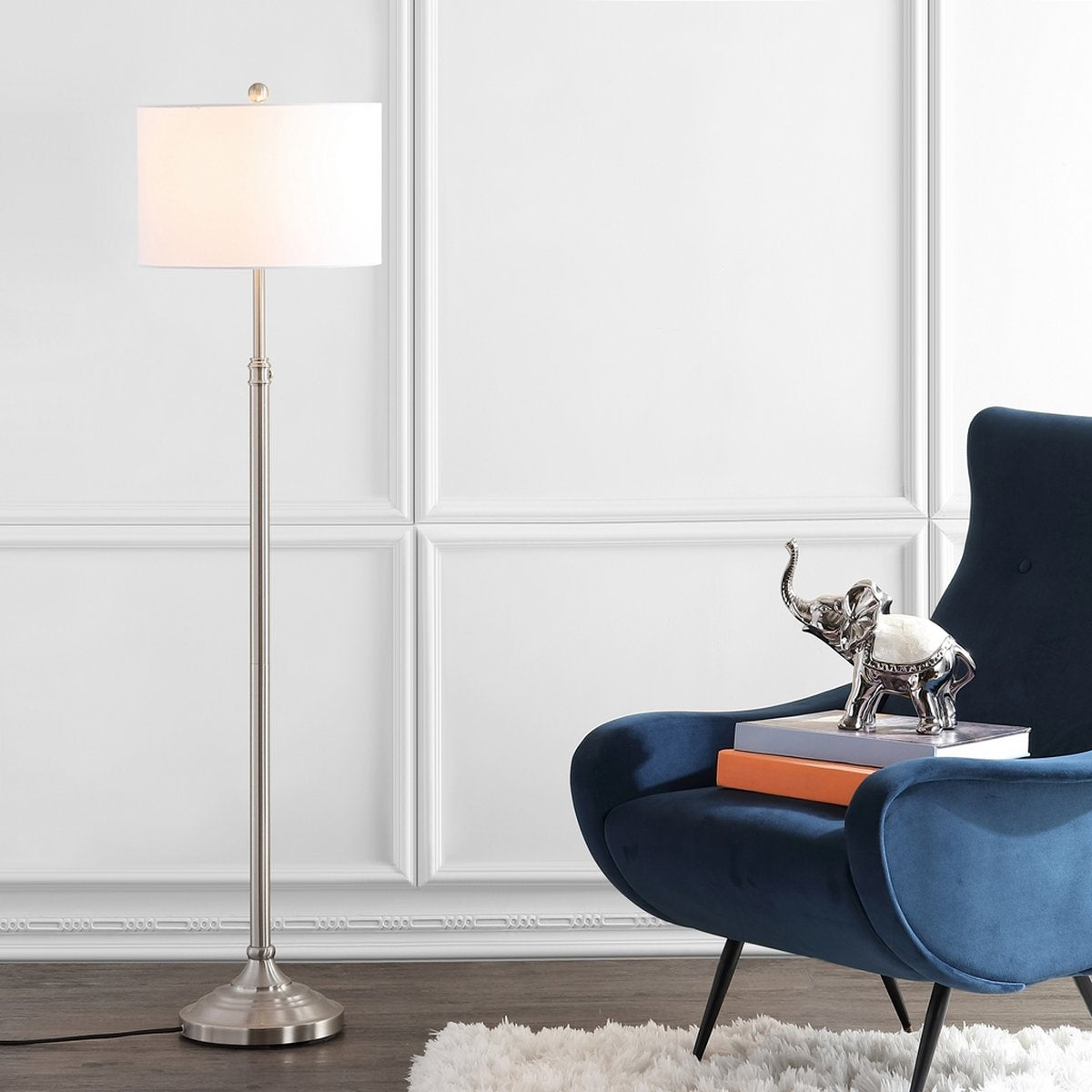 Safavieh Leeland Floor Lamp - Brush Nickel | Floor Lamps | Modishstore