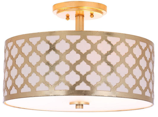 Safavieh Kora Quatrefoil 3 Light 15-Inch Dia Gold Flush Mount - Gold Leaf | Ceiling Lamps | Modishstore