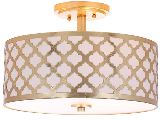 Safavieh Kora Quatrefoil 3 Light 15-Inch Dia Gold Flush Mount - Gold Leaf | Ceiling Lamps | Modishstore