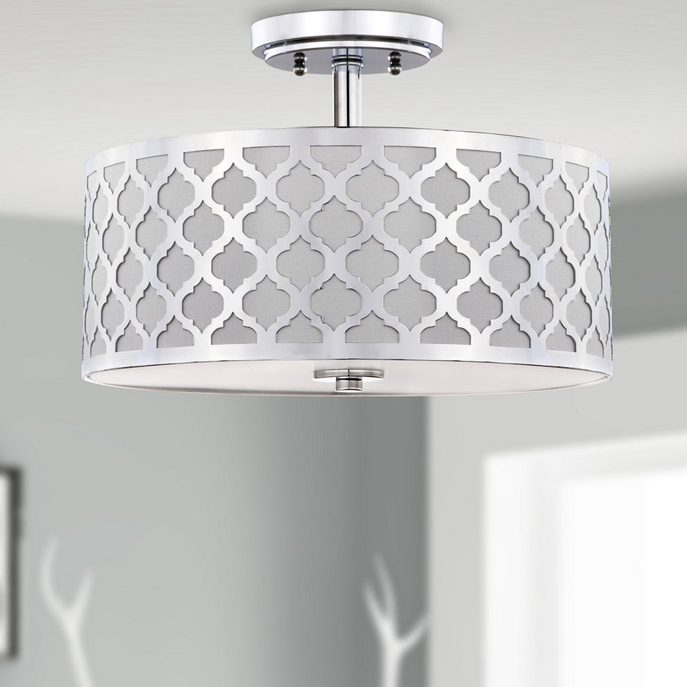 Safavieh Kora Quatrefoil 3 Light 15-Inch Dia Chrome Flush Mount - Chrome | Ceiling Lamps | Modishstore - 2