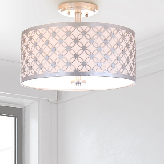 Safavieh Hutch 3 Light 16-Inch Dia Silver Flush Mount - Silver | Ceiling Lamps | Modishstore