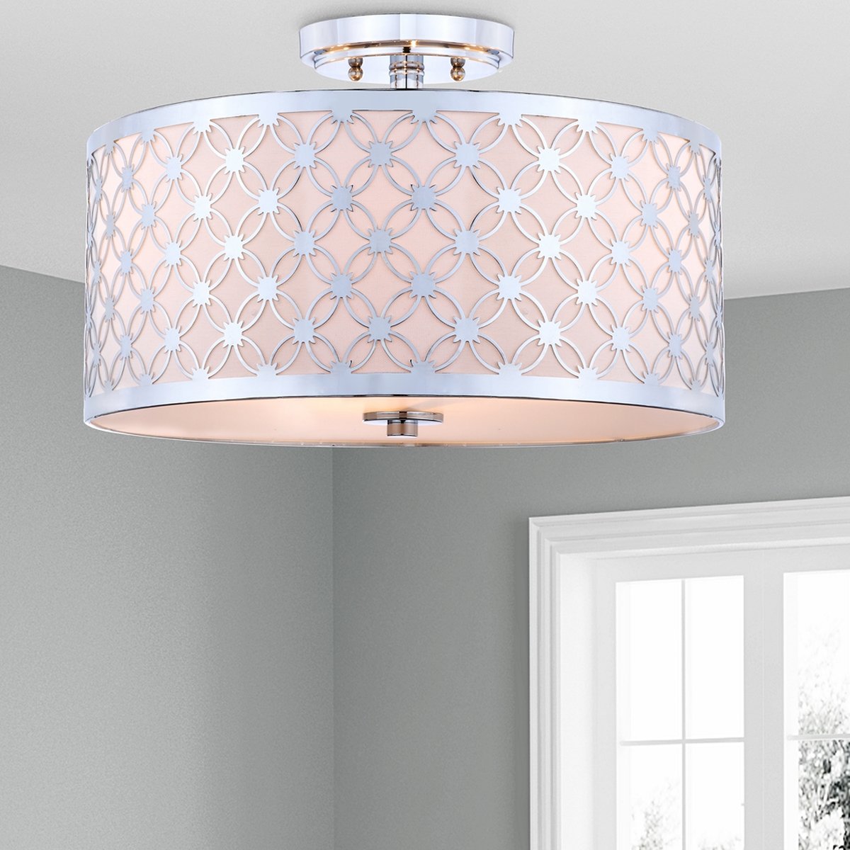 Safavieh Hutch 3 Light 16-Inch Dia Chrome Flush Mount - Chrome | Ceiling Lamps | Modishstore