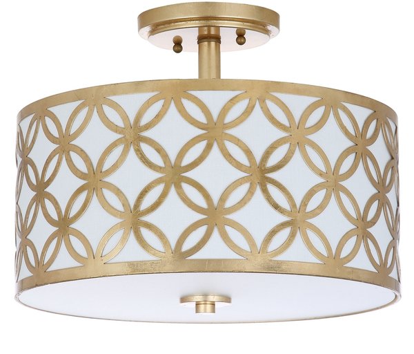 Safavieh Cecily Leaf Trellis 3 Light 15-Inch Dia Gold Flush Mount - Gold | Ceiling Lamps | Modishstore - 2