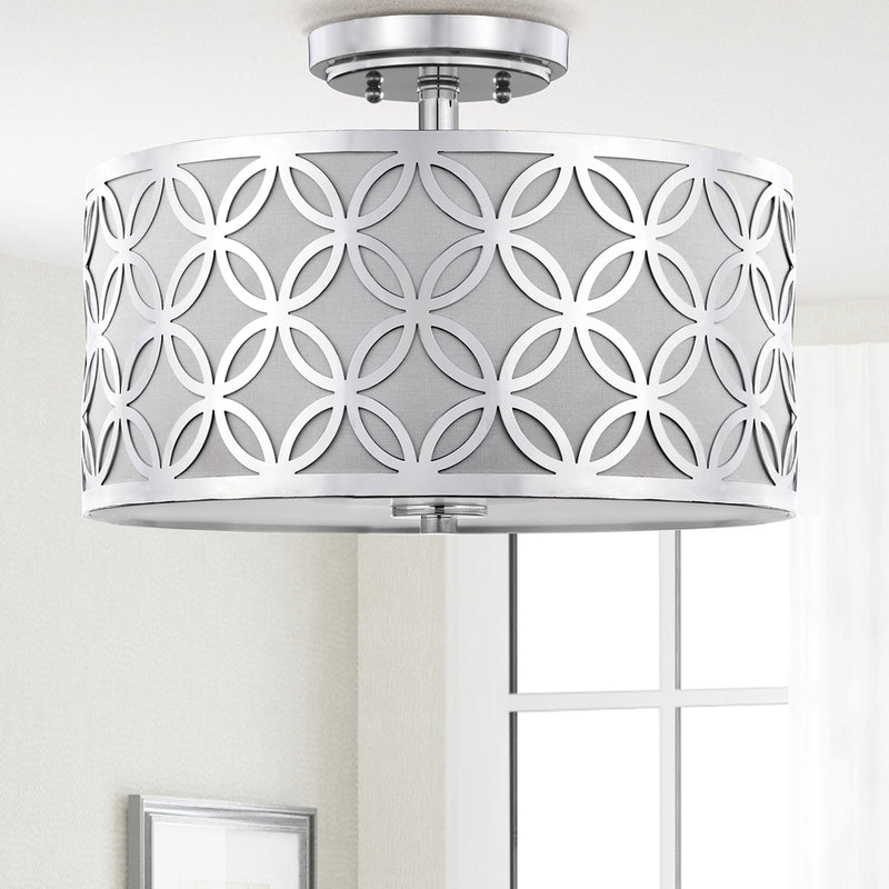 Safavieh Cecily Leaf Trellis 3 Light 15-Inch Dia Chrome Flush Mount - Chrome | Ceiling Lamps | Modishstore