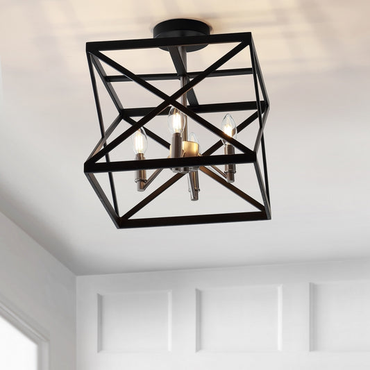 Safavieh Matias Flush Mount - Black | Ceiling Lamps | Modishstore