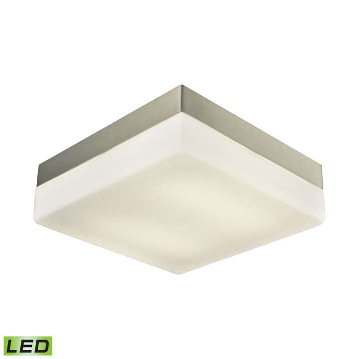 Wyngate 2-Light Square Integrated LED Flush Mount in Satin Nickel with Opal Glass - Large | Ceiling Lamps | Modishstore