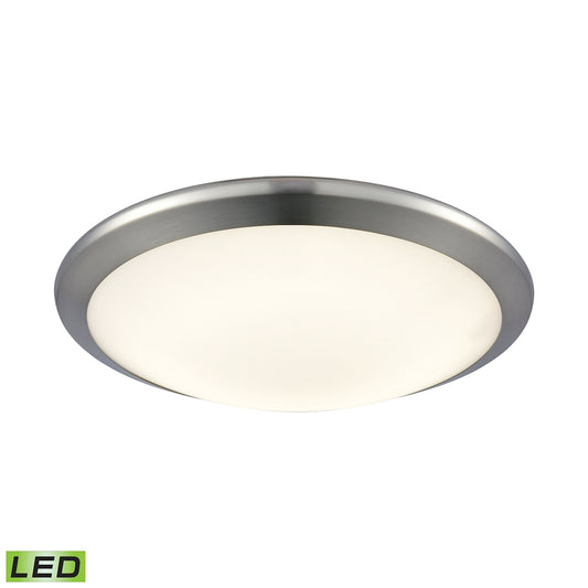 Clancy 1-Light Round Flush Mount in Chrome with Opal Glass - Integrated LED - Small ELK Lighting | Ceiling Lamps | Modishstore