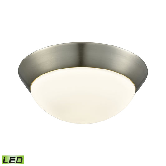 Contours 1-Light Flush Mount in Satin Nickel with Soft Opal Glass - Integrated LED - Medium ELK Lighting | Ceiling Lamps | Modishstore