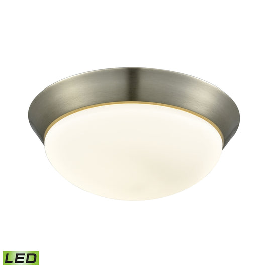 Contours 1-Light Flush Mount in Satin Nickel with Soft Opal Glass - Integrated LED - Large ELK Lighting | Ceiling Lamps | Modishstore