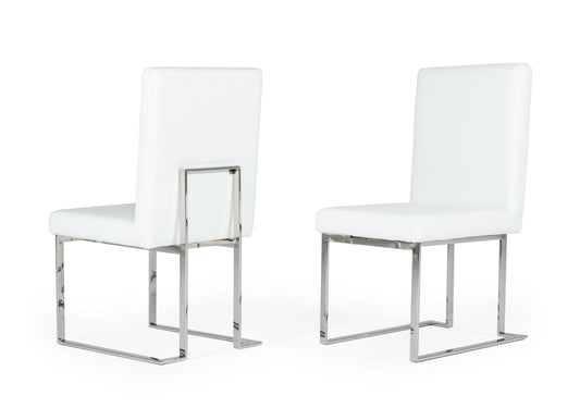 Modrest Fowler - Modern White Leatherette Dining Chair Set of 2 | Modishstore | Dining Chairs