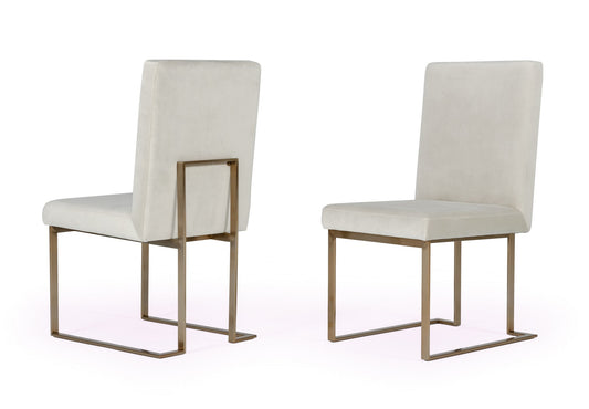 Modrest Fowler - Modern Grey Velvet Dining Chair Set of 2 | Modishstore | Dining Chairs