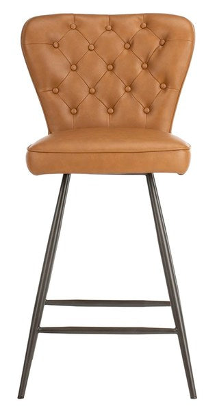 Safavieh Ashby 26"H Mid Century Modern Leather Tufted Swivel Counter Stool | Counter Stools | Modishstore - 11