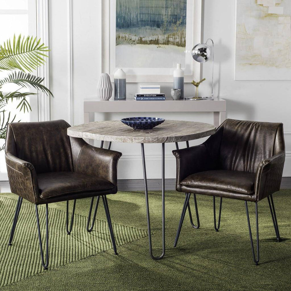 Safavieh Esme 19''H Mid Century Modern Leather Dining Chair | Dining Chairs | Modishstore - 5