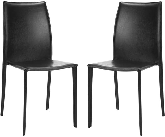 Safavieh Kdark Greyin 19''H Stacking Side Chair (Set Of 2) - Black | Dining Chairs | Modishstore