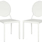 Safavieh Warner 37''H Round Back Leather Side Chair Set Of 2 - White | Dining Chairs | Modishstore